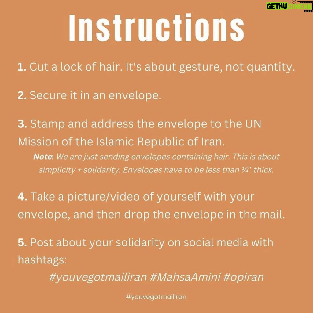 Maisie Richardson-Sellers Instagram - In solidarity with the women and children who are protesting for their fundamental human rights in Iran, join me in mailing a lock of hair (yours/synthetic/ wig) to the Iranian embassy. So many of you are asking how you can help? There have been countless direct requests from protestors asking us to bring international attention to their call for change. To magnify their voices. To make sure this phenomenal movement of resilience and strength, and the atrocities they are being met with, do not get ignored. Let’s keep the momentum going. 🖤 #youvegotmailiran #MashaAmini #OpIran