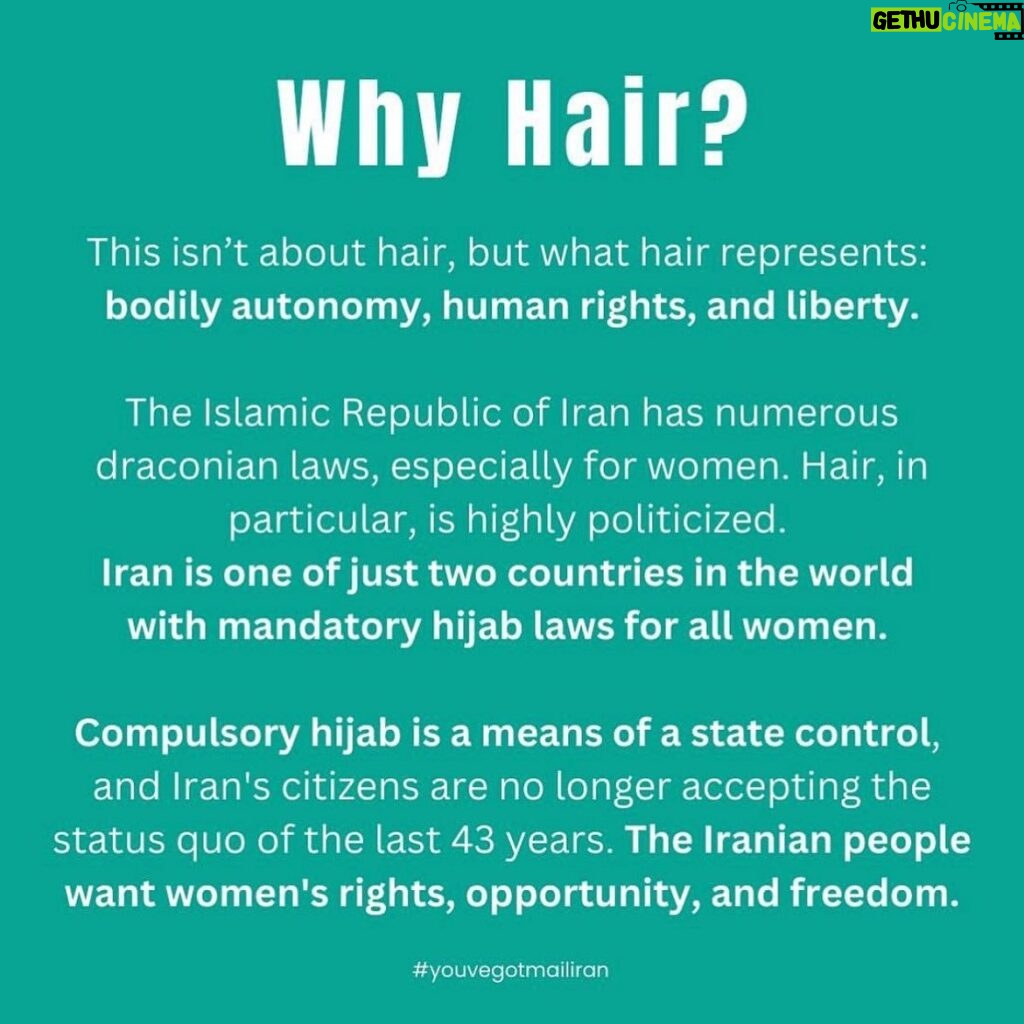 Maisie Richardson-Sellers Instagram - In solidarity with the women and children who are protesting for their fundamental human rights in Iran, join me in mailing a lock of hair (yours/synthetic/ wig) to the Iranian embassy. So many of you are asking how you can help? There have been countless direct requests from protestors asking us to bring international attention to their call for change. To magnify their voices. To make sure this phenomenal movement of resilience and strength, and the atrocities they are being met with, do not get ignored. Let’s keep the momentum going. 🖤 #youvegotmailiran #MashaAmini #OpIran