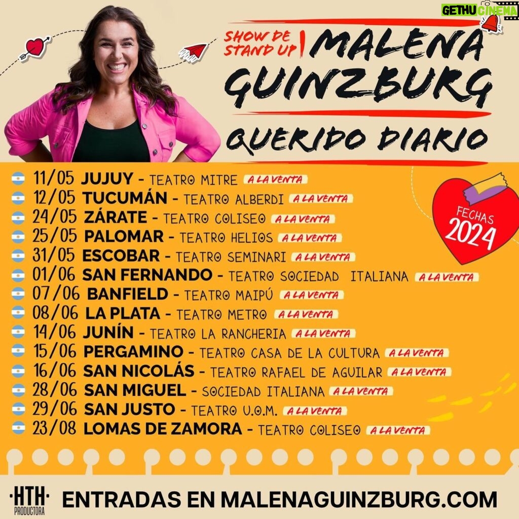 Malena Guinzburg Instagram - Acá las fechas de #queridodiario !!! Los espero que esto se pone cada vez mejor, si no me creen a mi pregúntenle a cualquiera que haya venido!!!