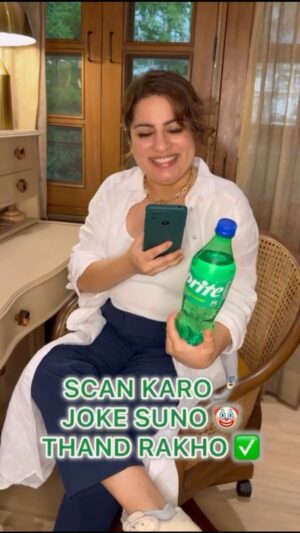 Mallika Dua Instagram - Oversoching ❌ OVERLAUGHING ✅
.
.
Zindagi mein kuch na kuch bhassad toh rahegi: choti, badi, rude and kyaut. Don’t overthink it. Scan Karo, Joke Suno, Thand Rakho! @sprite_india 

#SpriteJokeInABottle
#ThandRakh