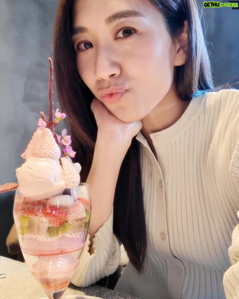Mandy Wong Instagram - 千辛萬苦，終於比我捕捉到一棵早開嘅櫻花🌸🫣 唯有食番杯限量版櫻花雪糕，感受下盛開的Sakura~