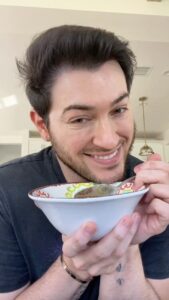 Manny MUA Instagram - breakfast is THE most important meal of the day 🥣 - ps inspired by thedarcymichael on tik tok y’all made me LOL