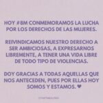 Marcela Mar Instagram - -¡Feliz día mujer! ¿Quieres flores o chocolates ? - gracias, quiero oportunidades y derechos . -quiero sentirme segura cuando camino en las calles o tomo transporte público. - quiero que me traten como una mujer y no como una niña. - quiero que cuando hable me escuchen y no me interrumpan. - quiero que no me golpeen o humillen por no hacer lo que mi compañero dice. - no quiero morir brutalmente por el hecho de ser mujer. -quiero acceder a puestos de poder y toma de decisiones. - quiero ver a más hombres cuestionarse su masculinidad, paternidad y sistemas de creencias. #díainternacionaldelasmujeres #8m