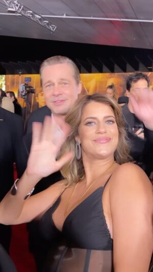 Maria Bopp Instagram - Achei importante falar pro Brad Pitt que ele é bonito caso ninguém tenha falado ainda. Obrigada @paramountbrasil por me dar essa chance de aumentar a auto-estima dele. Tem mais do tapete vermelho da pré-estreia de Babilônia nos meus stories