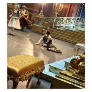 Marianela Núñez Instagram - The final touch before curtain up….putting my ballet shoes on 🩰 (the chosen ones…choosing a pair of shoes for a performance is a big deal…) for a ballet like Swan Lake I will wear three pairs of pointe shoes (a new one for each act) 
First photo by @dancersdiary before act 1
Second one by @johoopsie before act 3
