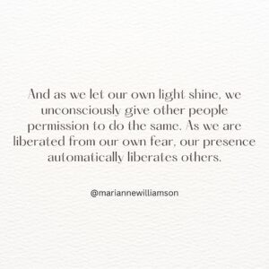 Marianne Williamson Instagram - Sacred Sunday Insights: As I read @sarahjakesroberts new book “Power Moves” I was inspired to share one of my favorite quotes that she shared in the beginning of the book by @mariannewilliamson 

As I step into the fullest version of myself, I’ll be sharing what inspires me not to play small, people please or let my insecurities overshadow my insights.✨

What line resonates with you most? 

Mine is: “Your playing small doesn’t serve the world” I think I need this posted on every room of my house✨

Have a beautiful day💞