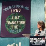 Marianne Williamson Instagram - At the end of the q and a section at my talk in Eugene, Oregon last night, a woman shared her story in a way that perfectly reflected the message of our campaign. “I work in healthcare,” she said. “I’m taking care of my mother, who has Alzheimers’, and my two sons are trying to get the college loans you’ve talked about tonight.” Her face and demeanor revealed a sense of burden no hard working American should have to carry. She is clearly a good woman, and the system has obviously failed her. In every other advanced democracy her mother’s healthcare as well as her son’s college tuition would be provided for. Americans have, quite simply, been trained to expect too little. And the problem is so much worse, because there are millions of Americans just like her: working hard, trying to provide for their loved ones, and barely keeping their head above water. An ever shrinking portion of our population has easy access to either healthcare or higher education. It’s extraordinary how much we’ve moved our resources into the hands of a very few. As I’ve said so often, the American people are not the problem. The problem is a political establishment so bought and sold by their corporate donors - in that woman’s’ case, big insurance companies, Big Pharma, and the educational-industrial complex - that our government does more to enable those who cause the problems than to advocate for those who suffer because of them. That’s why I have been running for President. Everyone in the room last night completely understood the message in all this. In the words of President Franklin Roosevelt, “A necessitous man is not a free man.” That woman, quite simply is not free. And we must not distract ourselves in the face of so much pain. We must correct our course. One more standing ovation last night, one more room in which we’ve planted some seeds. My final words to the lovely woman who had shared her story was this, “I don’t even know you, but I wake up every morning and I think of you.” I will not stop thinking of her, and I will not stop working for the day in which such an unnecessary and unjust burden has been removed from her shoulders. And then we will all be free.