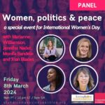 Marianne Williamson Instagram - Join me for an online panel on women, politics & peace this Friday, March 8. More info at https://www.globalcompassioncoalition.org/events/