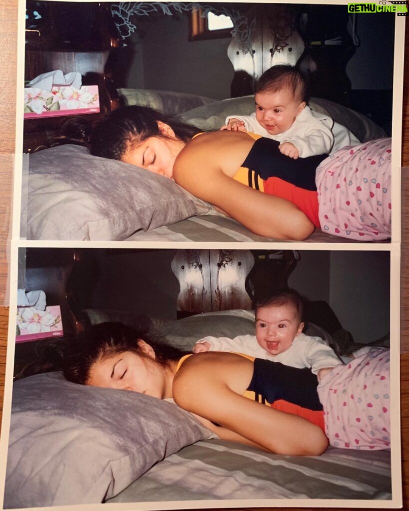 Marie Avgeropoulos Instagram - 19 years ago , Toodie was a wee thing trying to wake up auntie her Auntie Ree. To this day, my lovely niece of mine, I’m not a morning person. 😴#wheniwas14 #nowshesapplyingforuniversity 😳#timeflies #throwback @victoriadarosa