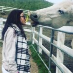 Marie Avgeropoulos Instagram – Who needs a frog or a prince when you have a horsey who will give you a lettuce lip lock 💋🐎 #horse #countrygirl #muah #nicelips