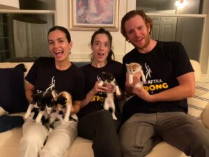 Marina Squerciati Instagram - What do we want? A fair SAG contract! When do we want it? MEOW! #illseemyselfoutnow #thisiswhyweneedwriters #wgastrong #sagaftrastrong #sagaftra #friendvacation #nickgelfuss #torreydevitto #torina #torinick #kittensofinstagram #kittens #kittys #kittylove
