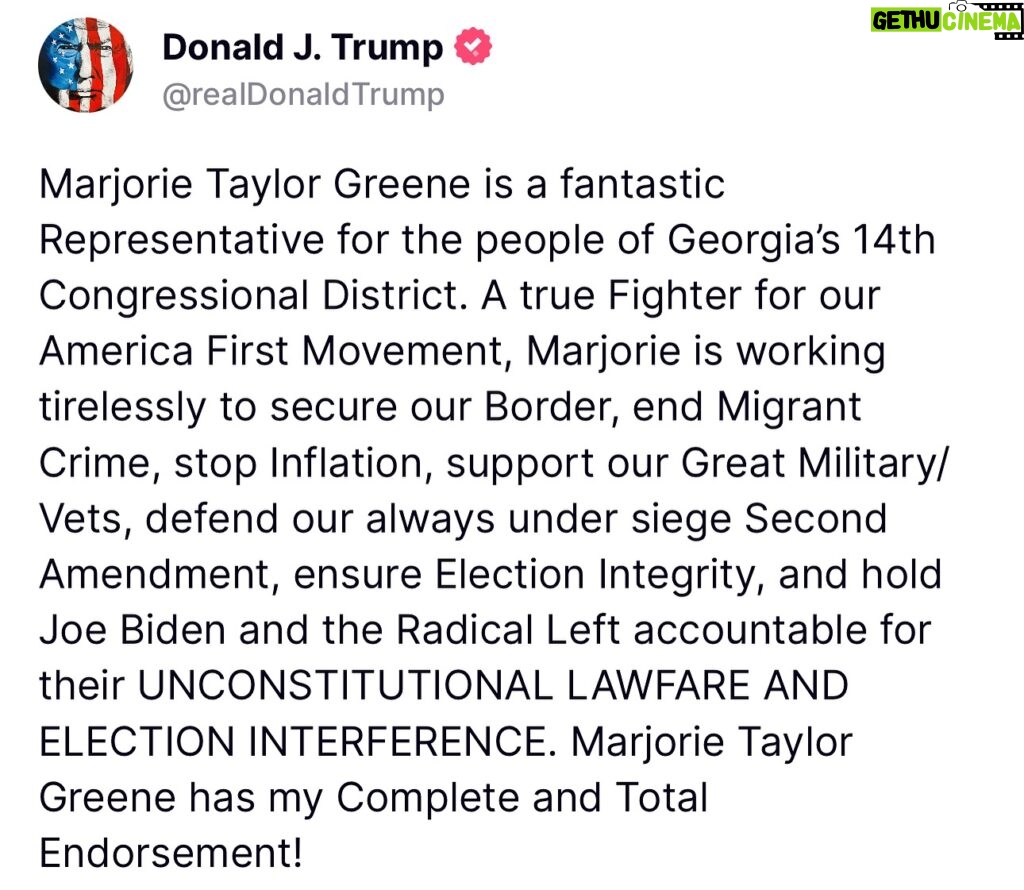 Marjorie Taylor Greene Instagram - I’m honored to have President Trump’s endorsement for another term as your Congresswoman! If you haven’t already voted early, remember to #FloodThePolls tomorrow and vote for Marjorie Taylor Greene!! Find your polling location: 🔗 LINK IN BIO