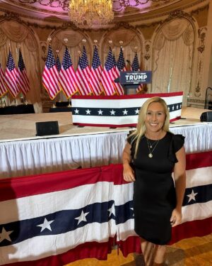 Marjorie Taylor Greene Instagram - Ready to celebrate President Trump’s sweeping Super Tuesday victory at Mar-a-Lago tonight!

President Trump is the only man who can defeat Crooked Joe Biden in November and MAKE AMERICA GREAT AGAIN!! 🇺🇸