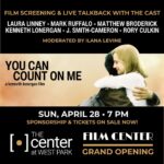 Mark Ruffalo Instagram - ✨Surprise ✨Rory Culkin is joining us Sunday, April 28 for our rewatch of “You Can Count On Me” and our conversation moderated by Ilana Levine of “Little Known Facts with Ilana Levine” podcast. There’s still time to grab your ticket for our event at the @centeratwestpark (Link in bio for more info).