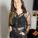 Mary Mouser Instagram - something about this fit really made me go 😋😜🤪 this is another tb, bc I feel like i didn’t get to show off this look enough. I’m obsessed with the ⚫️ and the earrings (can you spot the shape 🧐?) also, do you still have your holiday decorations up? I finally took mine down but the pumpkins and bats were hard to let go of 😭 hair: @michaelduenas make up: @courthart1 styling: @mrmontyjackson top: @lagencefashion jeans: @jbrandjeans earrings: @annasheffield