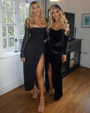 Megan Barton Hanson Instagram - Swipe for two girls off to their first school disco, our posing is giving big inbetweeners energy, too cute! Pass me a j20 🪩💃🏼 @theabibourne @juliaedwardsmakeup