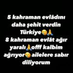 Melek Baykal Instagram - TÜRKİYEM ŞEHİTLERİN VAR🙏😢 Duyarlı olan herkese bir çivt sözüm var…acı büyük kalbimiz sızlıyor… Lütfen ama lütfen paylaşımlarınıza dikkat edin … Lay lay lom zamanı değil.. Şehitlerimize saygı boynumuzun borcudur.. #şehidimizvar #lanetolsunteröre