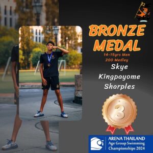 Metinee Kingpayome Instagram - Another amazing swimmeet for our @5kye_s 🏆
Gold 🏅 in the 400 IM 
Bronze 🥉 200 IM
#1 in Thailand for the 400 IM 14-15 yrs Men
#2 in England for the 400 IM 14-15 yrs Men

Next stop The British Nationals 🇬🇧 

So proud of your dedication and hard work 💙
You truly are amazing 🥰😘❤️

#arenathailandagegroupswimmingchampionship2024
 #swimming #athlete