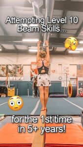 Mia Dinoto Instagram - Attempting Level 10 beam Skills for the first time in 5 years🫣😳 • #gymnastics #onceagymnastalwaysagymnast #retiredgymnast #coralgirls #beam #balance #acro #tumbling #gymnasticsfails #gymnasticsfails #flipping