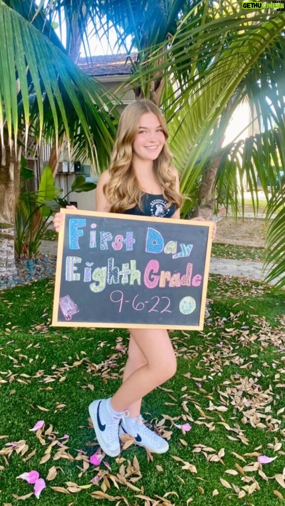 Mia Talerico Instagram - Wish me luck 🍀 First day of 8th grade #backtoschool #eighthgrade #middleschool #smile #tradition #california #style