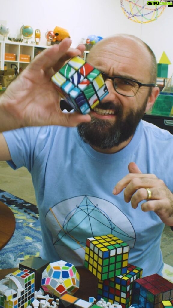 Michael Stevens Instagram - THE TRINITY CUBE #puzzle #rubikscube #variation #anamorphic #illusion #opticalillusion #vsauce #curiositybox #invention
