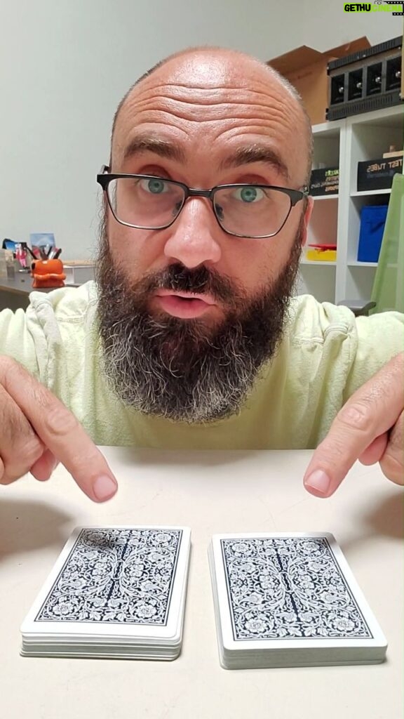 Michael Stevens Instagram - You can't cut a deck of cards in half without this happening 🟥⬛️ (I show a math magic trick that can be done using this principle in the longer version of this video on tiktok!)