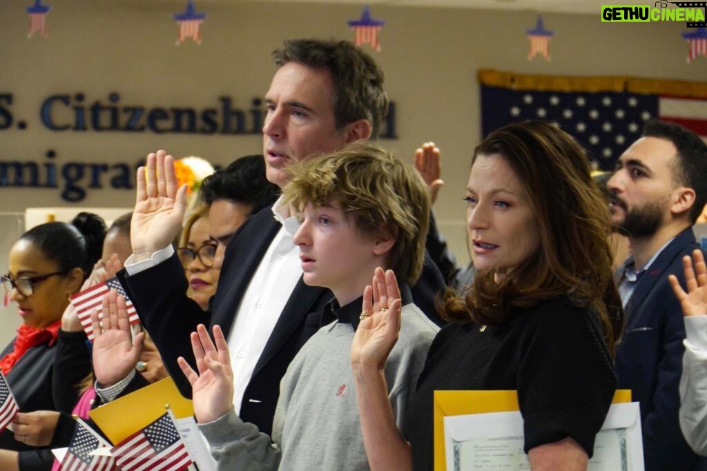 Michelle Gomez Instagram - This wee lassie fae Scotland can’t quite believe I’m going to bed tonight a US citizen. From the Federal plaza @uscis to @balthazarny to @thegarden @nyknicks with a quick Hopper @whitneymuseum on the way it’s a day I shall never forget but the highlight by far was my son Harry leading the room of 42 countries in the pledge of allegiance. My mind is well and truly blown. Good night NYC I love you!! I finally have the same status as my son. I’m finally home. #godblessamerica