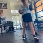 Michelle Leigh Calaway Instagram - Living vicariously through my mini as she happily beats up on her Uncle Jeffrey🤣! #wishmamawouldvesaidknockyouout🤣👊🏽🤣
