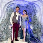 Michelle Vito Instagram - #StarMagicalChristmas ❄️ thank you for creating this lovely piece @raus1983 @rauatelierweddings 🤍 even though it was rushed and you had only a few days. Styled by: @francischee_ Make up: @xengzulueta Hair: @gmandehair Clutch: @blingandcoph