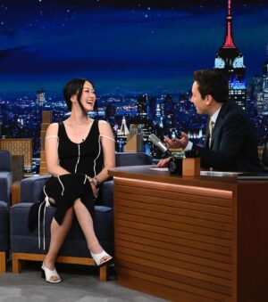Michelle Wie Instagram - Always the best time with @jimmyfallon ! Thanks for having me on to talk about my new documentary coming out this weekend on @nbc , @mizuholpga , and to make a super fun announcement! You are the best 🫶🫶. Hope you all get to tune in tonight! @fallontonight 

📸: @toddowyoung 
👗: @31philliplim 
👠: @31philliplim