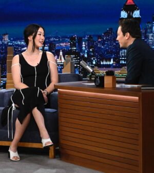 Michelle Wie Instagram - Always the best time with @jimmyfallon ! Thanks for having me on to talk about my new documentary coming out this weekend on @nbc , @mizuholpga , and to make a super fun announcement! You are the best 🫶🫶. Hope you all get to tune in tonight! @fallontonight 

📸: @toddowyoung 
👗: @31philliplim 
👠: @31philliplim