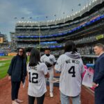 Michelle Wie Instagram - Got to check this one off my bucket list!! Thank you @delta for having us throw the first pitch at the @yankees stadium 🥰🥰 @mizuholpga @rosezhang