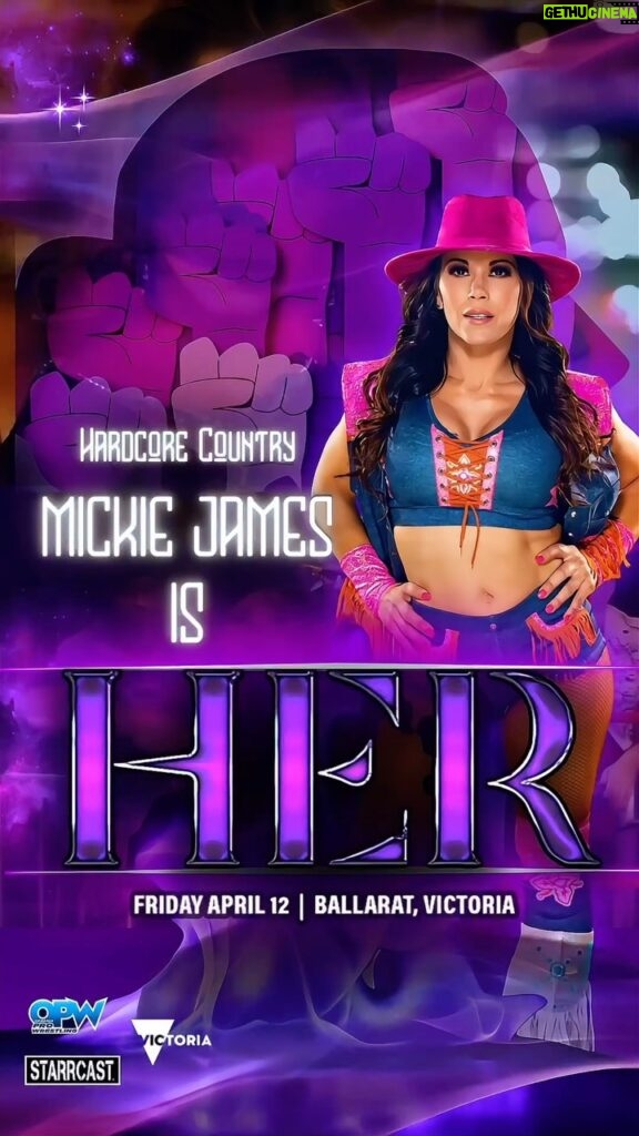 Mickie James Instagram - 4/12/2024 I AM HER Live from Ballarat AUSTRALIA I am coming with @starrcastevents & @opwlive To bring you a Global ALL WOMENS event you will never EVER forget! Stay tuned for more info. I can’t wait to see you there!! (LINK IN BIO) The official theme song for #HER (Pre-Save today/LINK IN BIO) Grown Ass Woman Trap remix - @chapelhartband & ME feat. @zaheermusic Pre-order 3/22 Release 4/5 #hardcorecountry #tnaknockout #wwesuperstar #mickiejames #starrcast #starrcastaustralia #her #heraustralia #wwe #tna #tnawrestling #ballarat #womenswrestling #womenswrestler #wwewomenschampion #knockoutsworldchampion #worldchampion #11x