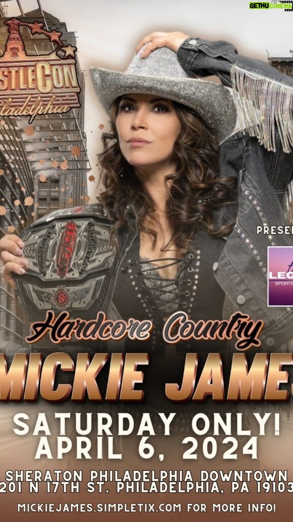 Mickie James Instagram - If you're in #philly for #wrestlemania weekend, don't miss your opportunity to see #HardcoreCountry @themickiejames ONE DAY ONLY -- TOMORROW, April 6th at @officialwrestlecon 🤠at the @sheratonhotels Downtown Last call for presale saving on photos, autographs & combo deals -- head on over to 🎟️ MickieJames.Simpletix.com NOW! #WWE #TNA #OVW #wweraw #wwesmackdown #RAW #smackdown #tnaimpact #mickiejames #wrestlecon #philadelphia #sheraton #meet #prowrestling
