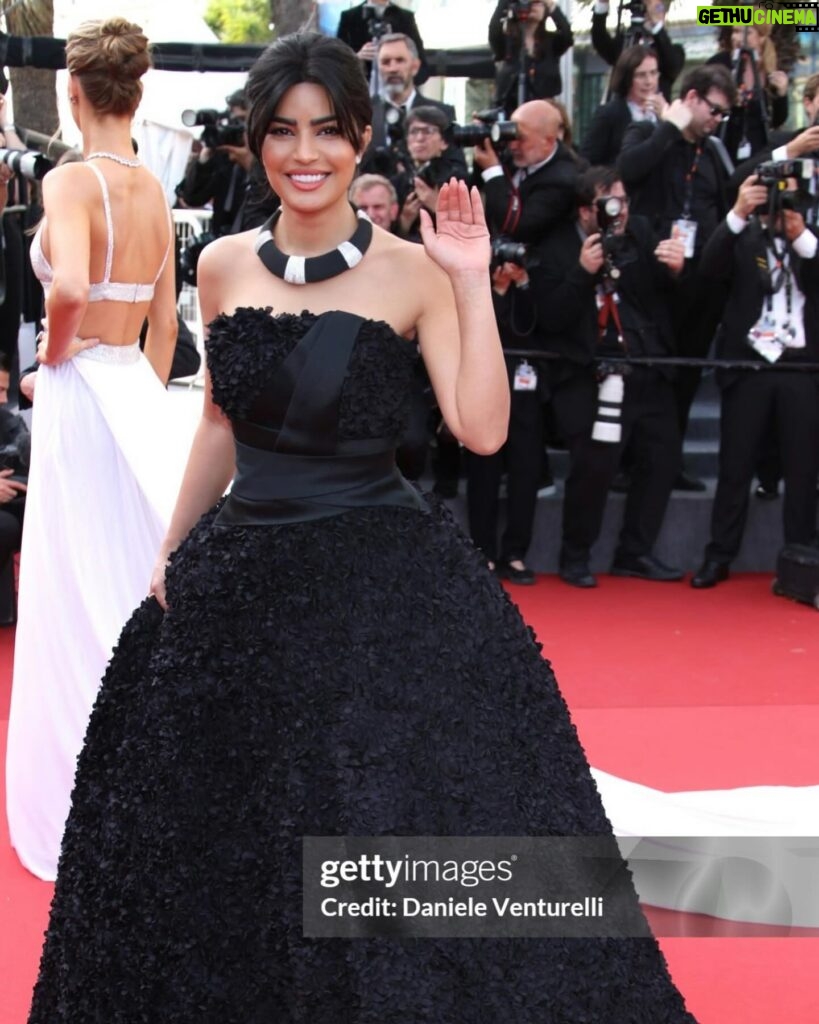 Mila Alzahrani Instagram - The 77th @festivaldecannes for the screening of the incredible “Horizon: An American Saga” by Kevin Costner with my @Boucheron family. ‎‏Had the pleasure of being the first to showcase this beautiful black Torque from the 2024 Carte Blanche collection called ‘Or Bleu.’ ‎‏Jewelry: @boucheron ‎‏Dress: @ramialaliofficial ‎‏Stylist: @osamachabbi ‎‏Makeup: @giuliacohen ‎‏Hair: @alexis.parente ‎‏Management: @wearehalocollective