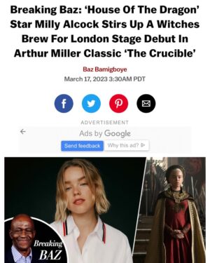 Milly Alcock Instagram - Words cannot describe what a dream come true this is!! 🥹 everyone come and see the Crucible this summer !!