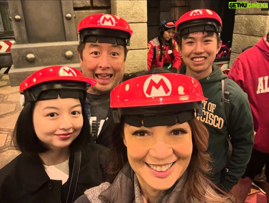 Ming-Na Wen Instagram - Family Fun!! We loved playing #mariokart as a family when the kids were younger, so visiting the Super Nintendo World at Universal Hollywood was a blast! 👍🏼👏🏼 I really love it when the kids are home and the four of us are together, even if it's just for a week over Spring Break. They're the most awesome young adults now. I feel blessed and grateful that they still enjoy hanging out with their mom and dad.❤️🥰❤️