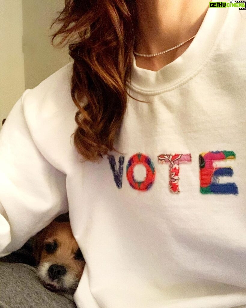 Minka Kelly Instagram - Spread the word and make your voice heard! My friends @shoprhode made this cozy VOTE Sweatshirt which is locally crafted in Los Angeles and ⁣100% of profits will be going toward civic engagement and voter education campaigns.⁣ ⁣Freddy approves. #VOTE⁣ #ontheRHODE⁣