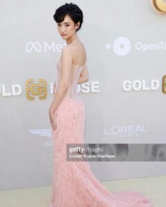 Minnie Mills Instagram - Always an honor @goldhouseco <3 thanks for a golden night ✨ Big big thanks to my wonderful team: Styling: @sarahslutsky asst. @carlee___ @miacstella Makeup: @danielcoronadobeauty Haircut: @danawillcutyou Photos: @cxchoi