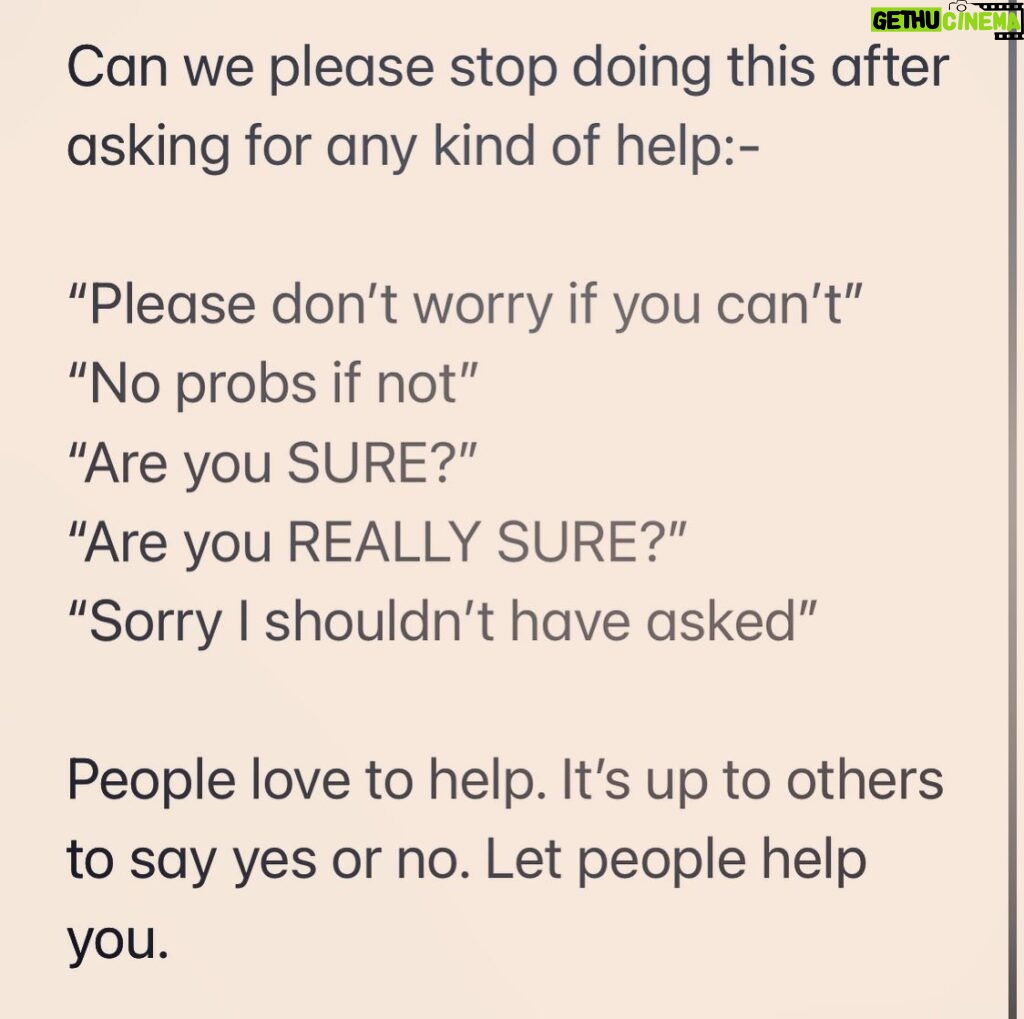 Miranda Hart Instagram - You’re always allowed to ask for help. We are designed to help each other 🧡