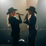 Miranda Lambert Instagram - 🤠🤠 Just some country pals actin up last night in Vegas! Thanks for inviting me out to sing with ya @laineywilson . Sure love you sister. 🩷. Y’all we sang a song we wrote together with @lukedick called Good Horses. First time we have ever done it live and whew did gave me the chills. Can’t wait for this one. Also @wadebowen thanks for fillin’ in for @brendanjmcloughlin and being my date to watch Lainey show em how it’s done. We might have had a little too much fun cause we started “writin’ songs” backstage. See last slide. I promise we’re songwriters😂 🎶 “I don’t owe joe jack shit. 😆😆 One more Velvet Rodeo tonight. Giddy up Vegas! 📸 @erickfrost @cece_dawson