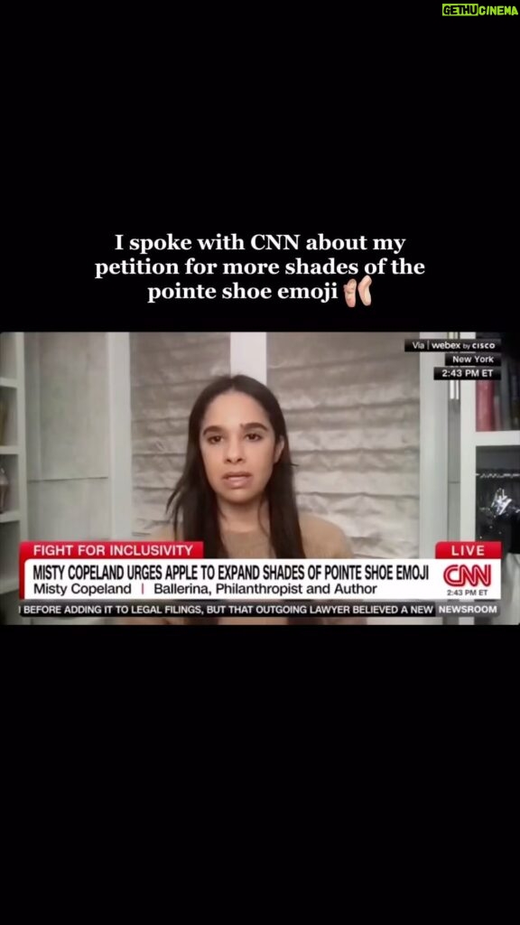 Misty Copeland Instagram - Thank you @cnn for having me to discuss the push for a more inclusive ballet pointe shoe emoji and why it matters, sign the petition at the link in bio ❤️ #MakeAPointe