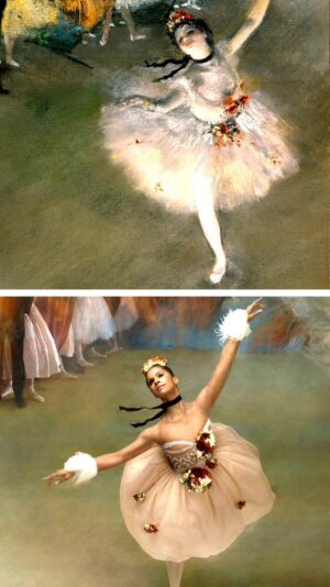 Misty Copeland Instagram - This was such a fun shoot! 😍 A few years ago I worked with the @harpersbazaarus and @nycdanceproject to recreate some iconic Edgar Degas artwork and the results turned out incredible 🩰❤️

c/o: Harper’s Bazaar