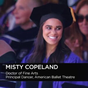 Misty Copeland Instagram - Congratulations to all of the 2023 @nyuniversity graduates!

The events of last night and today and receiving a Doctorate of Fine Arts from @nyuniversity have been beyond my wildest dreams and it’s incredibly humbling to be included amongst an incredible group of Honorary Degree Recipients: Nobel-Winning Chemist @Carolyn.Bertozzi, @umbclife President Emeritus Freeman A. Hrabowski, and Finland’s Prime Minister @sannamarin
