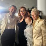 Molly Ringwald Instagram - A snap from the Feud premiere with two of my favorite people. They are responsible for making us look like our characters. Lou and Rudy are both talented and tireless and also manage somehow to make everyone feel special. Can't wait to work with you both again! #feud #theswans #costumedesign