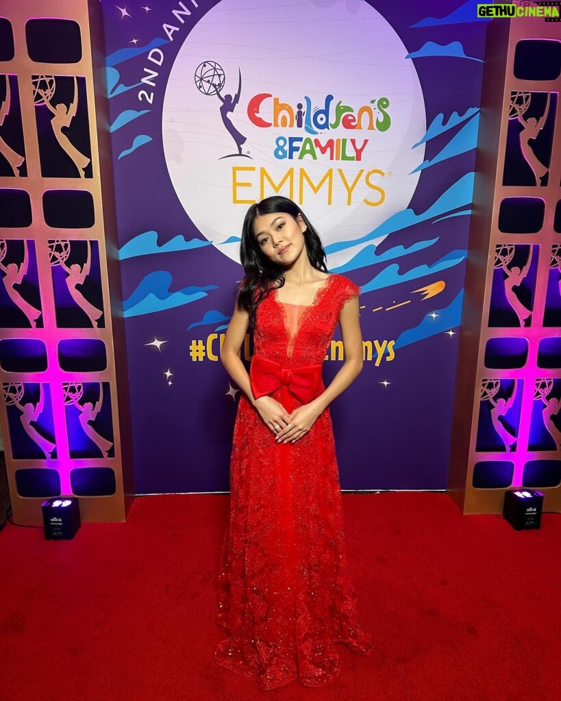 Momona Tamada Instagram - the children’s and family emmys!! thank you for such a great night #childrensemmys 💫❤️ i feel so grateful to have been nominated again this year!! a huge congrats to the oni team for taking home 3 emmy wins! what an incredible way to close the chapter that has been ~oni: thunder god’s tale~ ❤️ i love you all ❤️ a special shout out to @dicetsutsumi -this project connected with my childhood in more ways than you could imagine. thank you for allowing me to be a part of it❤️🌙 👗 @rodarte @samanthamcmillen_stylist thank you for this gorgeous dress !!! i didn’t wanna take it off :) 💗 🎀 💄 @fa.rm.er @yukari.makeup thank you both for making me look pretty heheheee!!