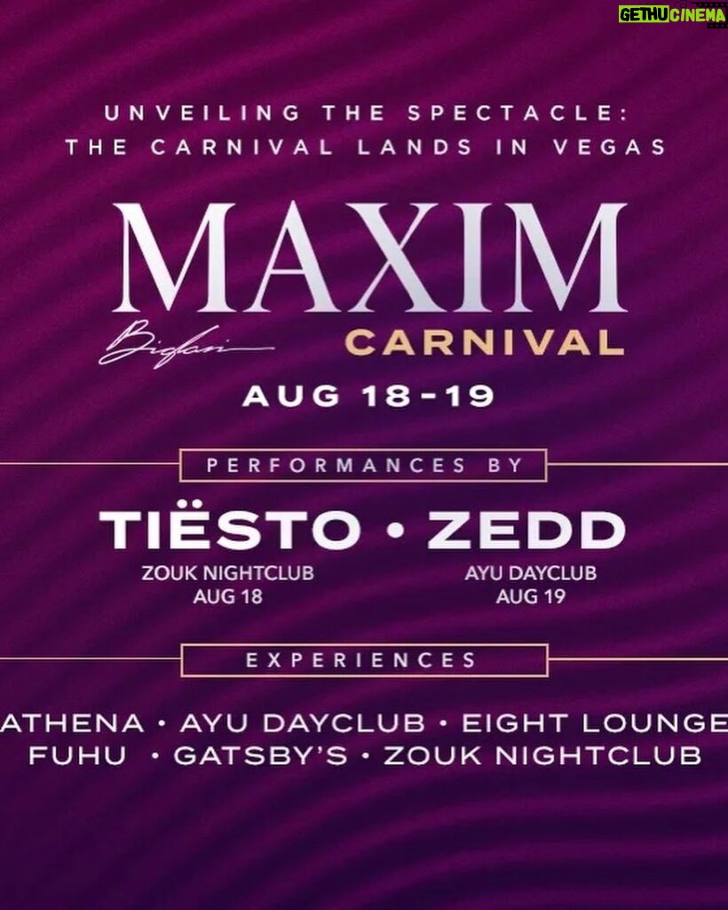 Natalia Janoszek Instagram - Vegas are you ready? Join me as I host the upcoming @maximmag event! We are taking over @ResortsWorldLV and @ZoukGroupLV Aug 18 & 19 for a weekend of exhilarating events with @Tiesto @Zedd and exclusive experiences at @EightLoungeLV, @GatsbysVegas. There is still time to join us-check link in bio and see you in sin city!⭐️ #maximcarnival #maximmag #lasvegas #ad