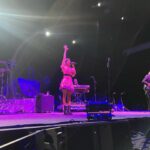 Natalie Imbruglia Instagram - Another fun gig last night in Newcastle on @thecorrsofficial Tour! So lovely to see my friends and family after the show!! Thanks for coming and for making me giggle! 😆🥊👊🏼💥😜💚🐨 Special thanks to my best friend Ange Sullivan haaaa 😜 @angesullivan88 Styling: @fredericalovellpank Dress: @leolin_official @sal_morgan Shoes: @givenchy