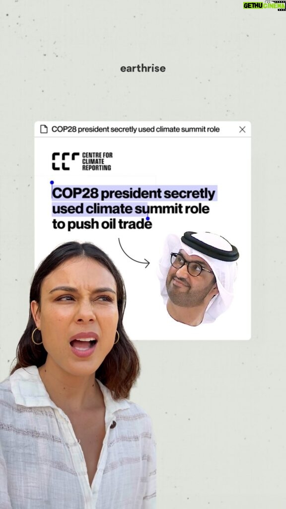 Nathalie Kelley Instagram - It’s official: the people responsible for averting climate catastrophe are the same ones actively trying to burn this planet to the ground. Here’s what you need to know about COP28 President, Sultan Al-Jaber who was exposed this week for planning to use this year’s climate talks to strike new fossil fuel deals with countries around the world. Al-Jaber has shown his true colours, and it is clear he’s utterly unfit to oversee the COP process. The leaks come to us courtesy of the Center for Climate Reporting. @natkelley #COP28 #COP28UAE #ClimateCrisis #FossilFuels