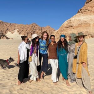 Nathalie Kelley Instagram - An escape into the Sinai desert with our Bedouin brothers to dream of new JUST and JOYFUL futures with these climate justice warriors; amongst us singers, storytellers and policy makers. Earlier that week Youseff, a Bedouin man had told me how grateful he was that we were bringing the climate change conversation to Sinai. He told me that the Bedouins are also very aware that the world is now out of balance… he said even when they go to eat their traditional foods, like goats - they are now finding plastic inside. :( On this particular sunrise we imagined a post plastic and fossil fuel future - a world in which our more-than-human family (the animals, fungi, trees, mountains and waters) were seen as KIN. Thank you @lilycole for facilitating this potent meeting of minds and hearts. (Also loving your recent name change to Lily Solar Power!) And thank you @louisderohan for capturing the magic of these desert moments. #COP27